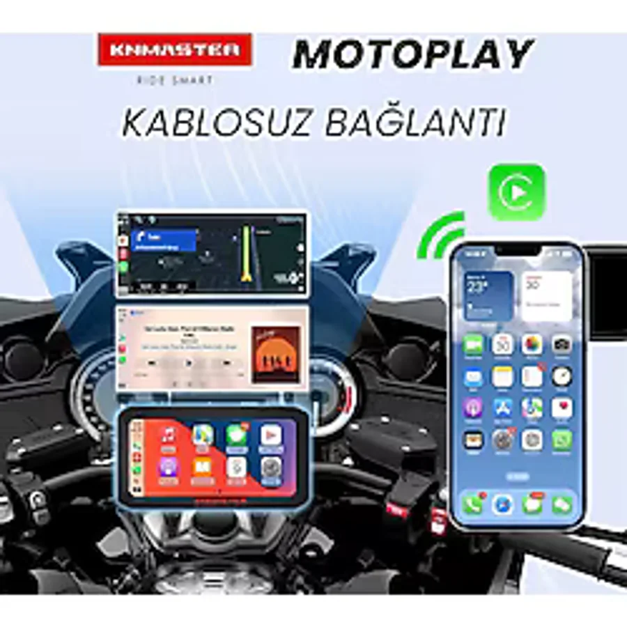 Knmaster Motoplay 2000 - 6.25" 2k Çift Kameralı Kablosuz Carplay & Android Auto Destekli Motosiklet Multimedya Ekranı