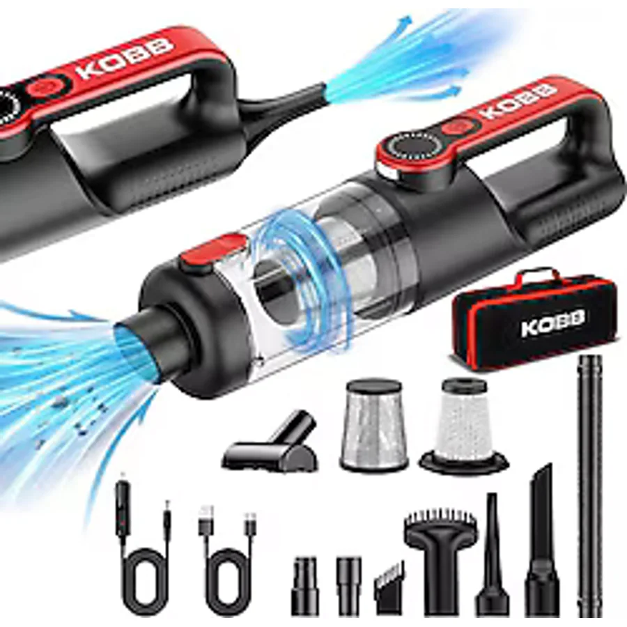 KOBB KBV20 12Volt/ Li-ion Şarjlı Kömürsüz Motor Hibrit Araç Süpürgesi + 8 Parça Aksesuar Seti + Taşıma Çantası