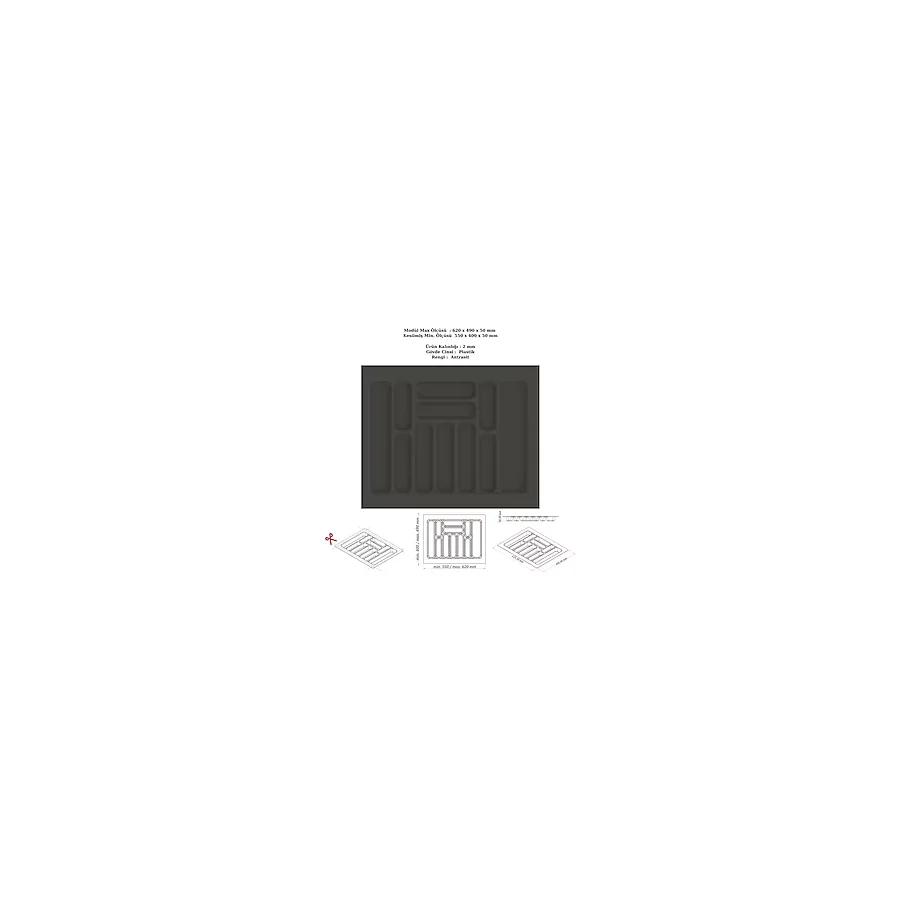 KOÇSAN Çekmece İçi Kaşıklık, Düzenleyici, Organizatör 62 CM X 49 CM-Antrasit