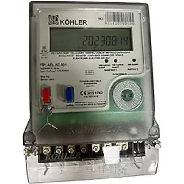 Köhler AEL.KC.801 Çift Yönlü Direk Bağlı Aktif-Reaktif Kombi RS485 Haberleşmeli Elektronik Elektrik Sayacı - 100 A
