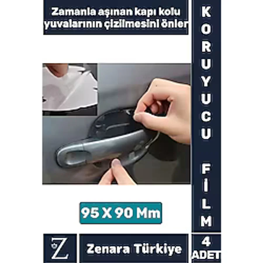 Kolay Montaj Otomobil Kapı Yuvası Araba Kapı Kolu Çizilme Aşınma Yıpranma Darbe Koruyucu Film 4 Adet