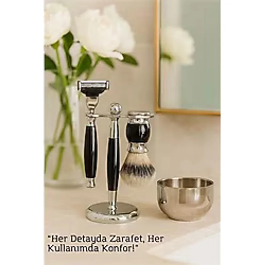 Koleksiyon Tıraş Seti - 304 Cerrahi Çelik & Kemik Saplı Çift Cidarlı Tıraş Tası Icardi Collection
