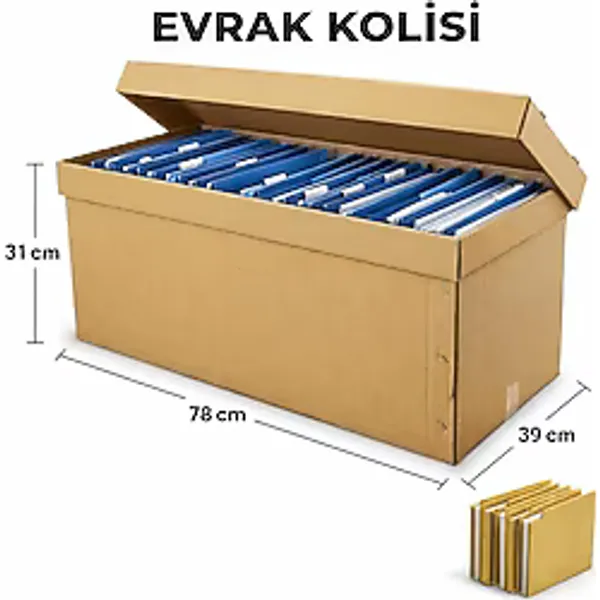 Kolix 10 Adet Arşiv Kutusu Arşiv Kolisi Dosya Kutusu Klasör Kutusu Zımbalı Dosya Kutusu Karton Koli 78x39x31cm