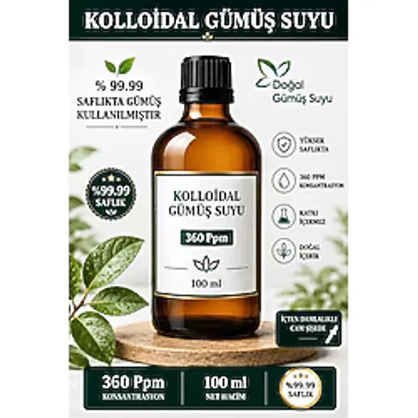 Kolloidal Gümüş Suyu 360 PPM / 100 ML İçilebilir Gümüş Suyu.