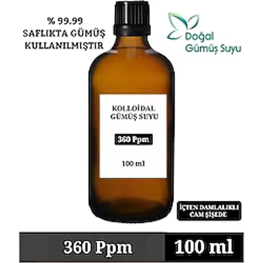 Kolloidal Gümüş Suyu 360 Ppm / 100 ml Monoatomik Içilebilir Gümüş Suyu