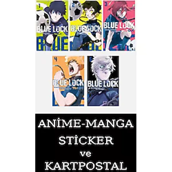 Komik Şeyler Yayıncılık Blue Lock 1-2-3-4-5 Manga Seti (5 Kitap) / Anime-Manga Sticker ve Kartpostal Hediyeli