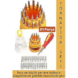 Kompakt Çok Amaçlı Cep Telefonu Laptop Kaymaz Kauçuk Saplı Pratik Yumurta Tornavida Seti 31 Parça