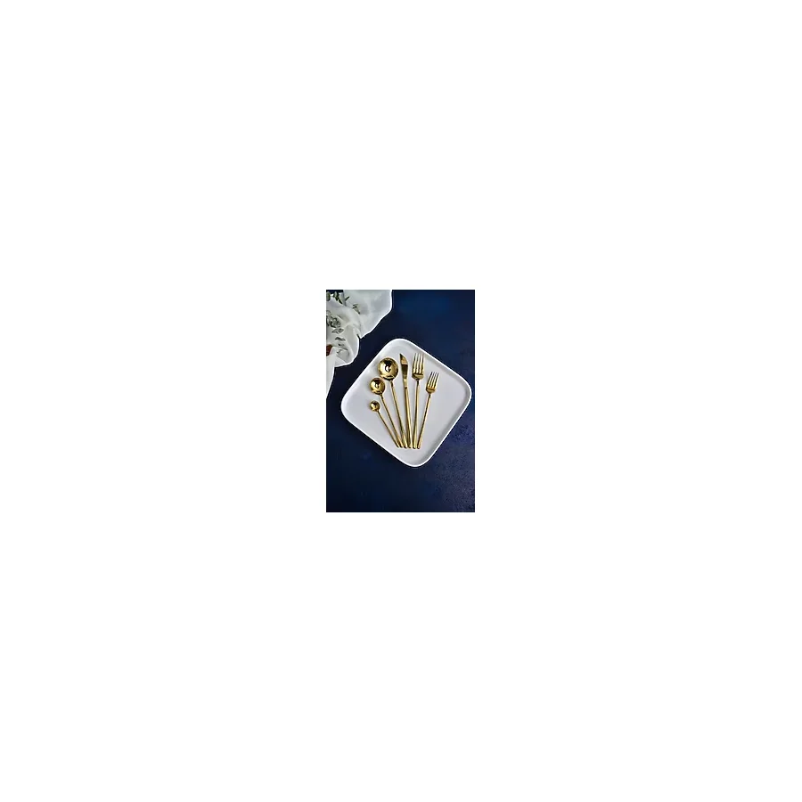 Komşu Züccaciye Hayal Model Titanyum Gold 30 Parça 6 Kişilik Çatal Kaşık Bıçak Takımı Kutulu (Bıçaksız) - 18 Parça