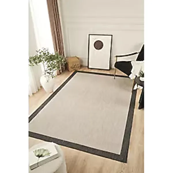 Konfor Halı Sisalux 3088 Gri Antrasit Sisal Dokuma Jüt Kilim Hav Toz Vermez Salon Mutfak Oturma Odası Halısı