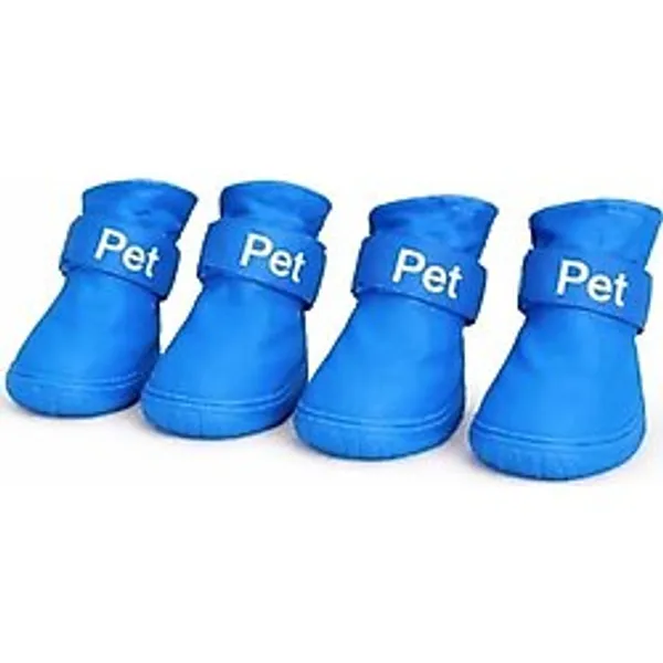 Köpek Ayakkabısı 4'lü Set Su Geçirmez Kaymaz Tabanlı Köpek Botu Küçük Orta Irk Köpekler İçin Koruyucu Patik Yağmur Kar Çamur İçin Dayanıklı Evcil Hayvan Ayakkabısı Mavi (Large)