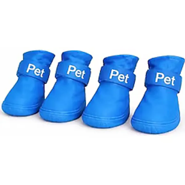 Köpek Ayakkabısı 4'lü Set Su Geçirmez Kaymaz Tabanlı Köpek Botu Küçük Orta Irk Köpekler İçin Koruyucu Patik Yağmur Kar Çamur İçin Dayanıklı Evcil Hayvan Ayakkabısı Mavi (Small)