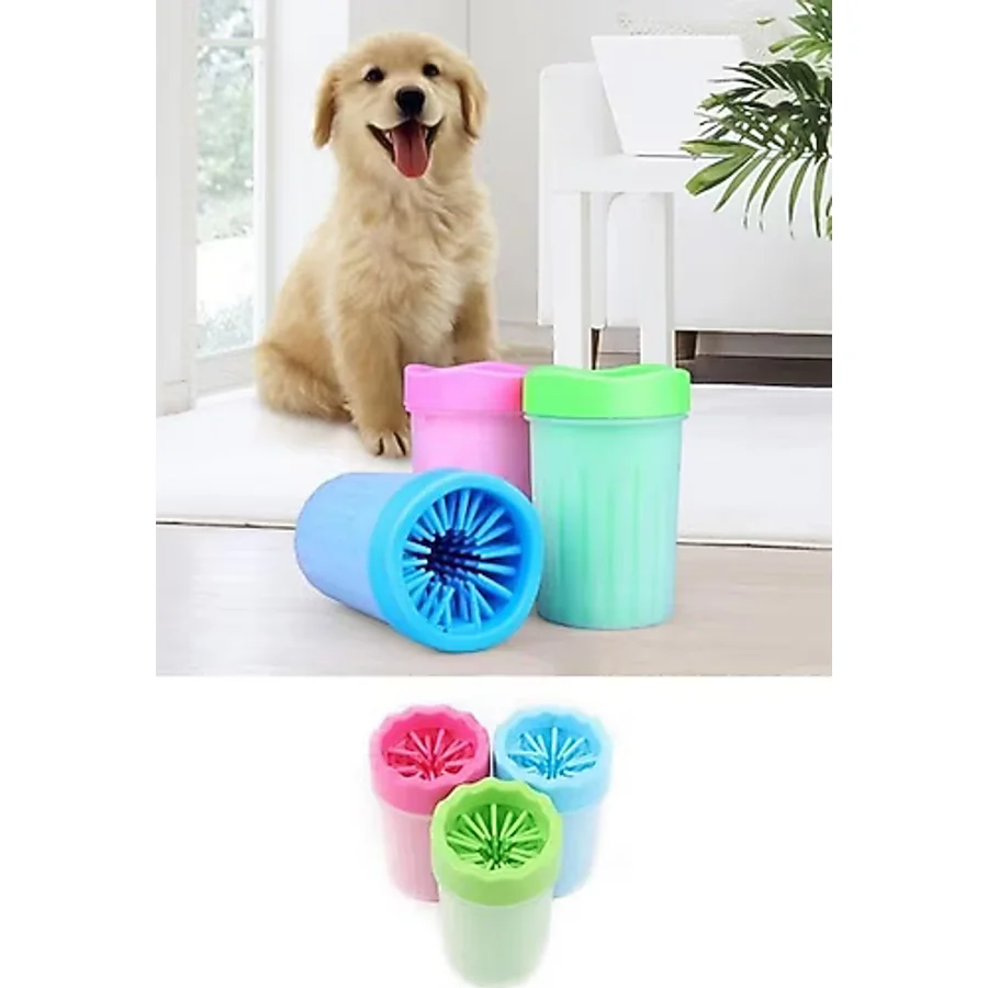 Köpek & Kedi Pati Ayak Yıkama Kovası Silikon Jel Fırçalı Pati Temizleme Bardak