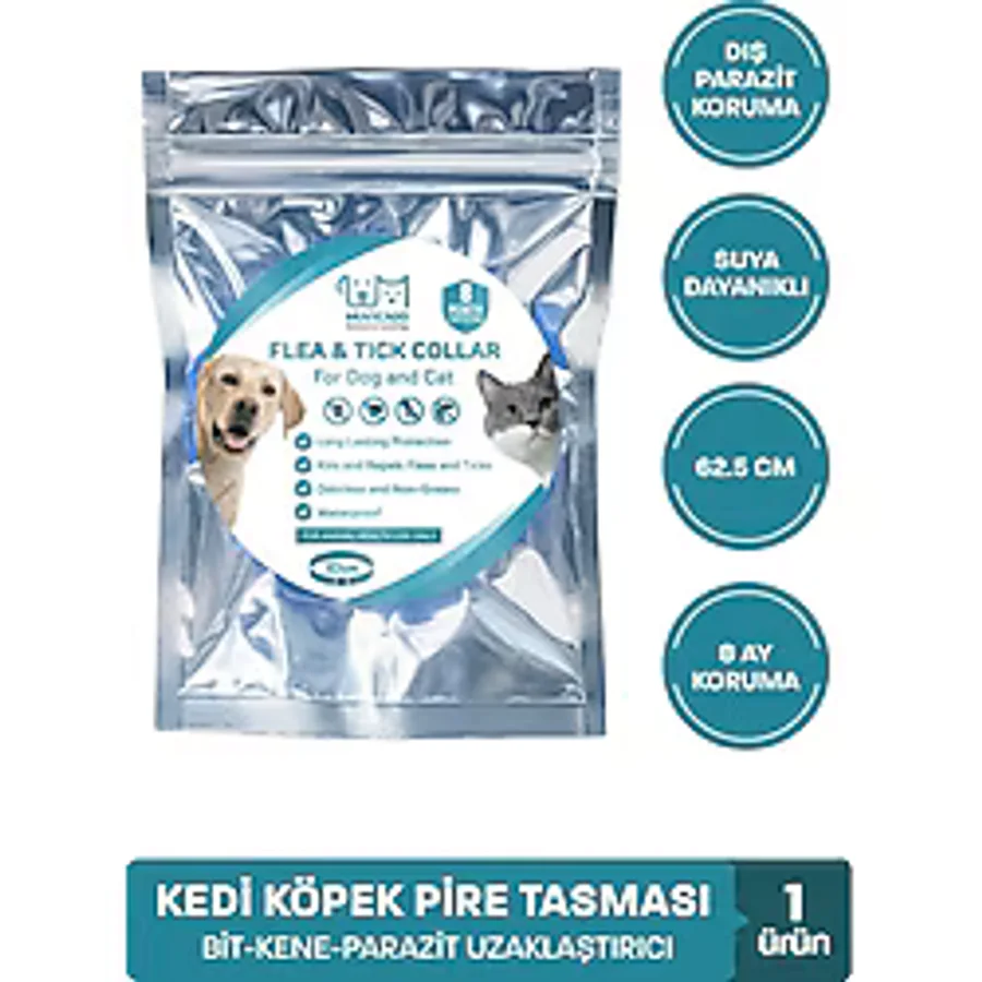 Köpek Pire Kene Tasması Bit Pire Kene Parazit Önleyici Ayarlanabilir Doğal Tasma 62 cm Kedi Tasması - Lacivert
