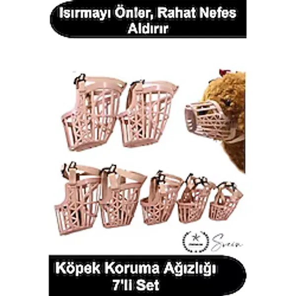 #KöpekAğızlığı Köpek Ağızlığı 7'li Set Ayarlanabilir Kayışlı Plastik Koruma Ağızlık Isırma Önleyici