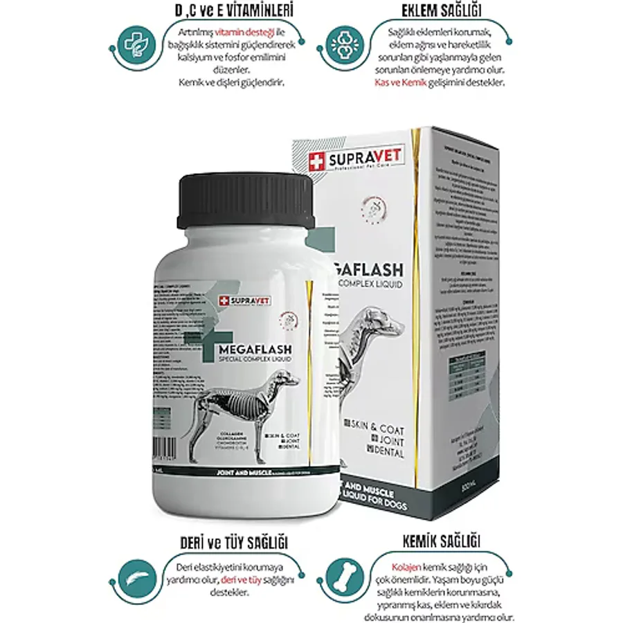 Köpekler için Eklem ve Kas Geliştirici Likit MEGAFLASH +XXL 500 ML (Special Complex Liquid)