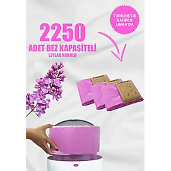 Korbell Amber Kokulu Büyük Boy 16LT Uyumlu Çöp Torbası 3 Paket - 2250 Adet Bez Kapasitesi Umka