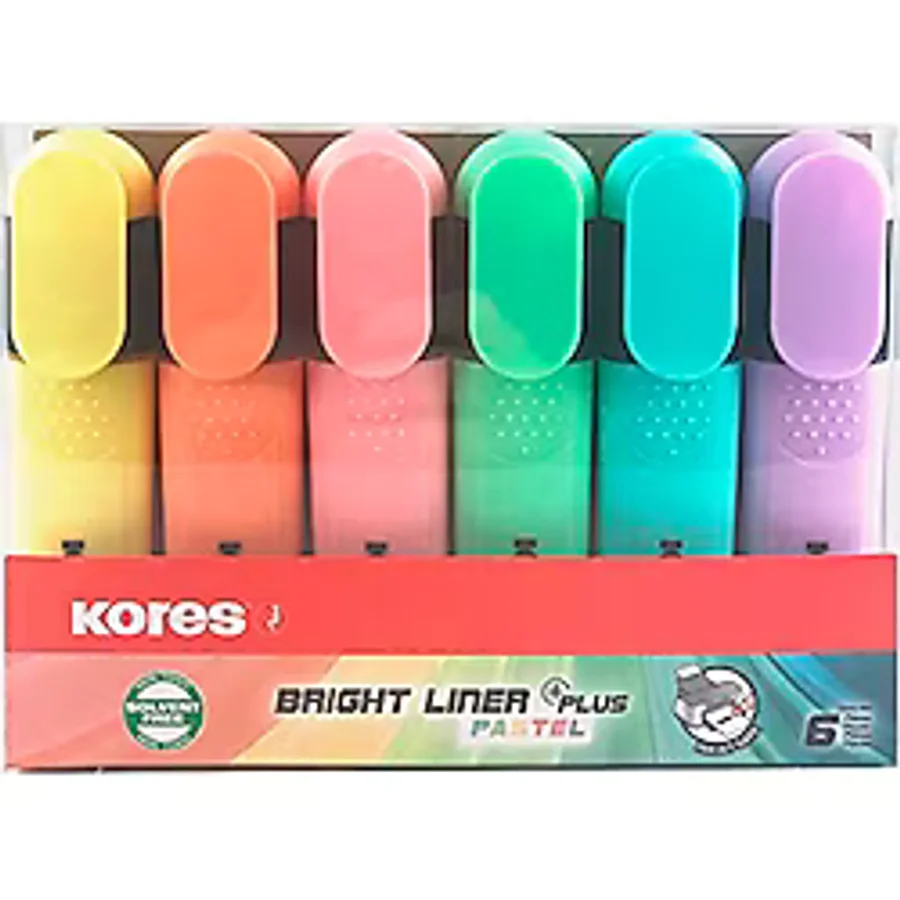 kores Bright Liner Plus Pastel 6'lı Set Fosforlu Kalem