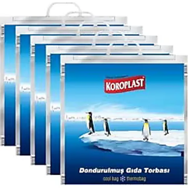 Koroplast Dondurulmuş Gıda Torbası, 50x52 cm, 5'li Set, Mavi