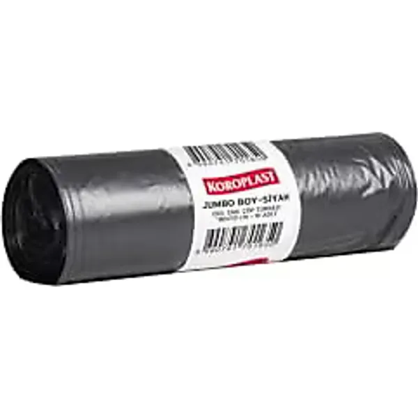 Koroplast Ekonomik Endüstriyel Çöp Torbası Jumbo Siyah 10'lu 80x110 cm, Yırtılmaya Dayanıklı, Jumbo Boy Çöp Poşeti, Çİft Katlı, Geri Dönüştürülebilir, Fabrika, İnşaat, Depo, Kafe, Otel, Hastane, Bahçe