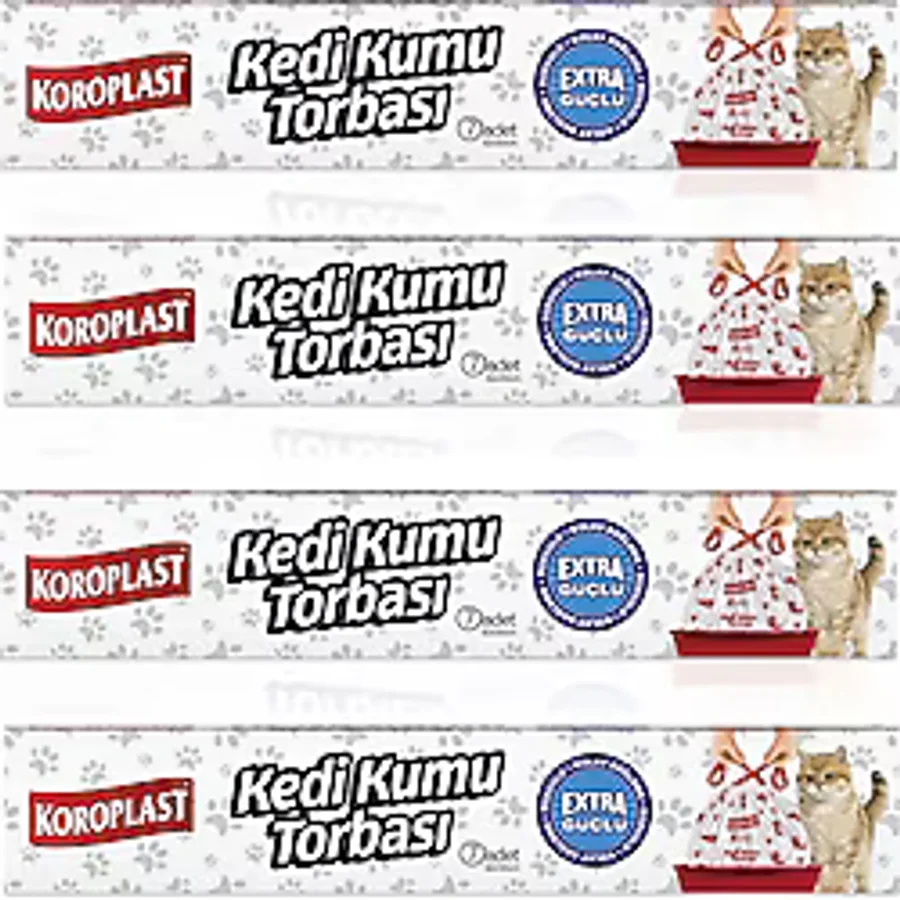 Koroplast Extra Güçlü Kedi Kumu Torbası 82x50 Cm 7 Li X 4 Paket beyaz