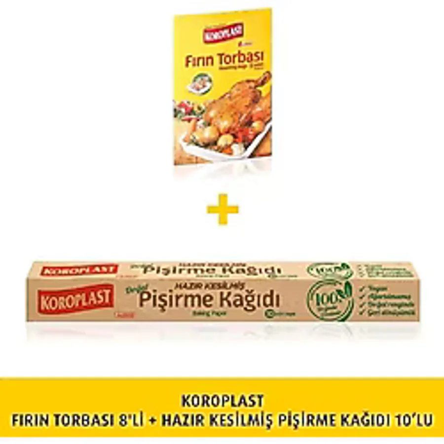Koroplast Fırın Torbası 8'li+ Hazır Kesil. Pişirme Kağ. 10LU