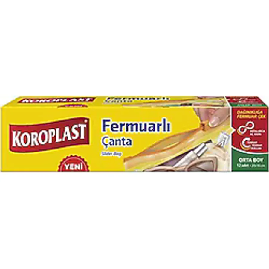 Koroplast Orta Boy Fermuarlı Çanta 12'li