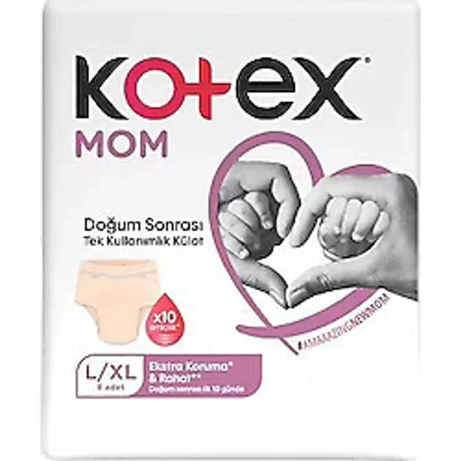 Kotex Mom Büyük/Ekstra Büyük L/XL 8'li 6 Adet Lohusa Külodu