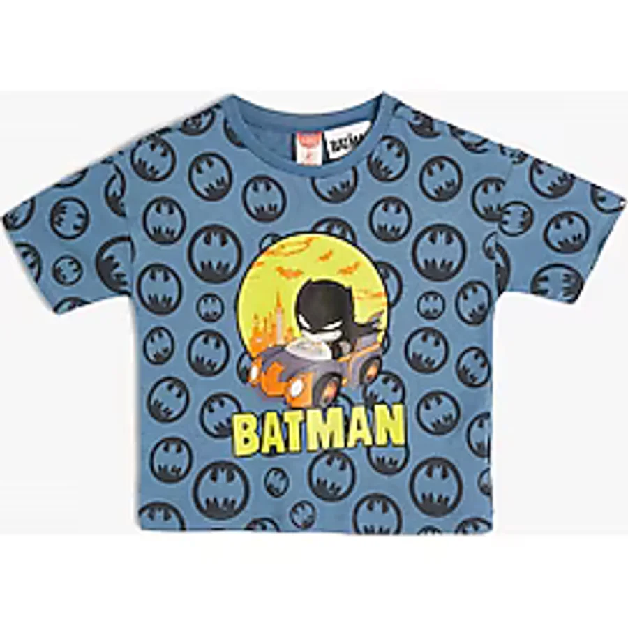 Koton Batman Tişört Lisanslı Kısa Kollu Bisiklet Yaka Pamuklu - Mavi - 12 - 18 Ay