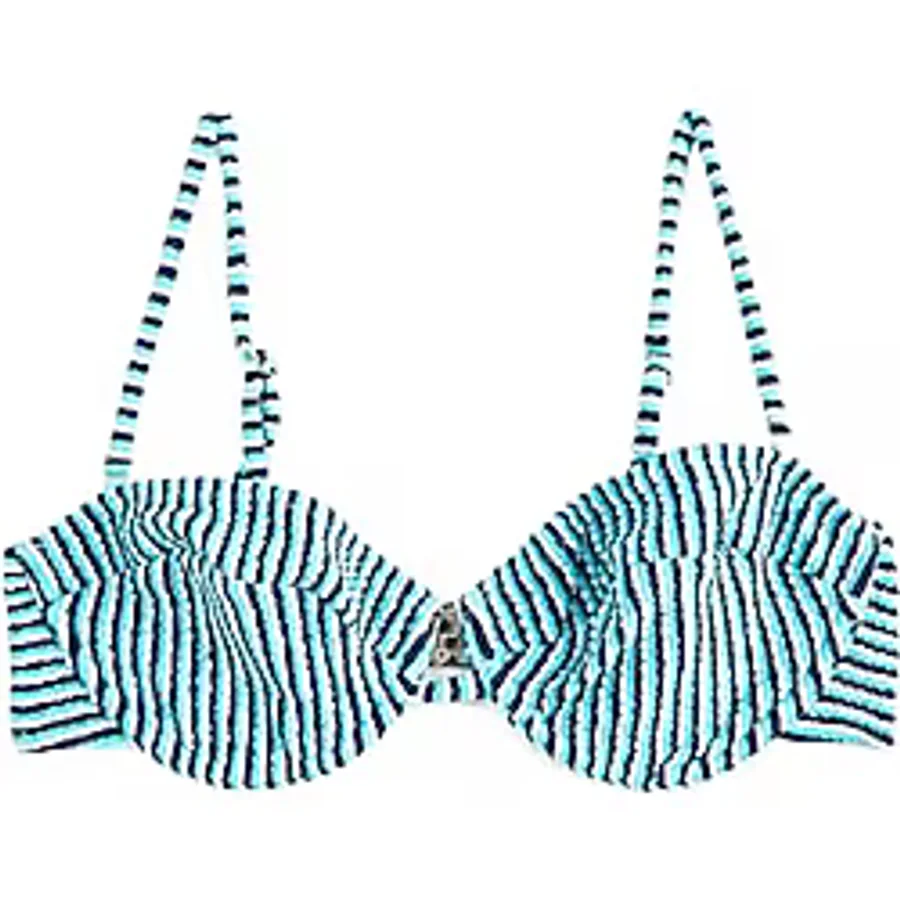 Koton Çıkarılabilir Askılı Dokulu Çizgili Balenli Bikini Üstü