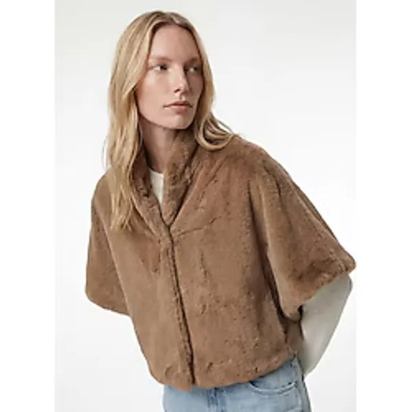 Koton Dik Yaka Oversize Suni Kürk Pelerin Bolero