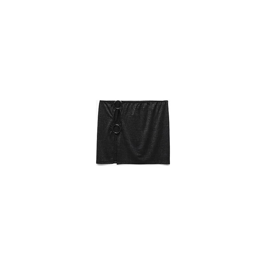 Koton Slim Fit Simli Aksesuarlı Pencere Detaylı Mini Pareo Etek - Siyah