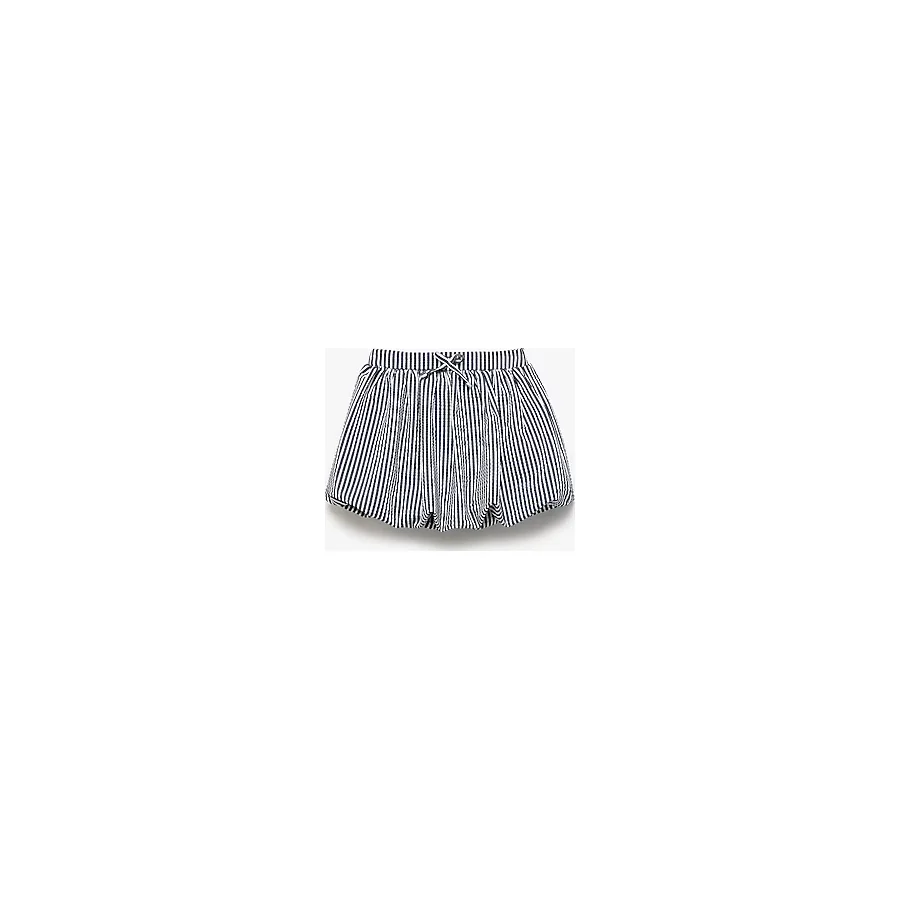 Koton Viskon Karışımlı Fiyonklu Beli Bağcıklı Çizgili Mini Balon Etek - Lacivert - 7 - 8 Yaş
