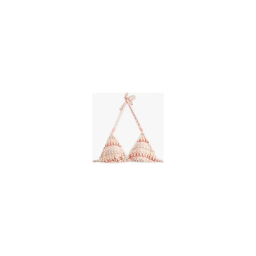 Koton X Sibil Çetinkaya - Boyundan Bağlamalı Kroşe Üçgen Bikini Üstü