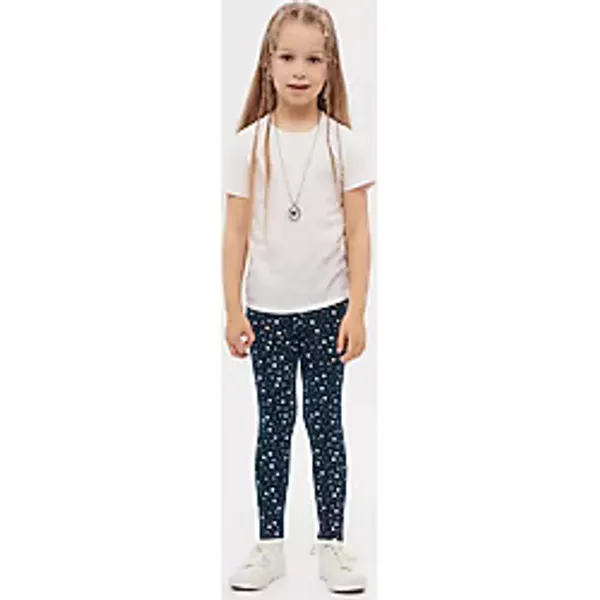 Koyu Lacivert Little Stars Kız Çocuk Yazlık Desenli Tayt - 2 Yaş