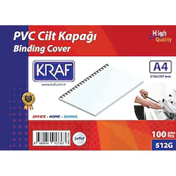 Kraf 512G Şeffaf A4 160 Micron 100'lü Cilt Kapağı