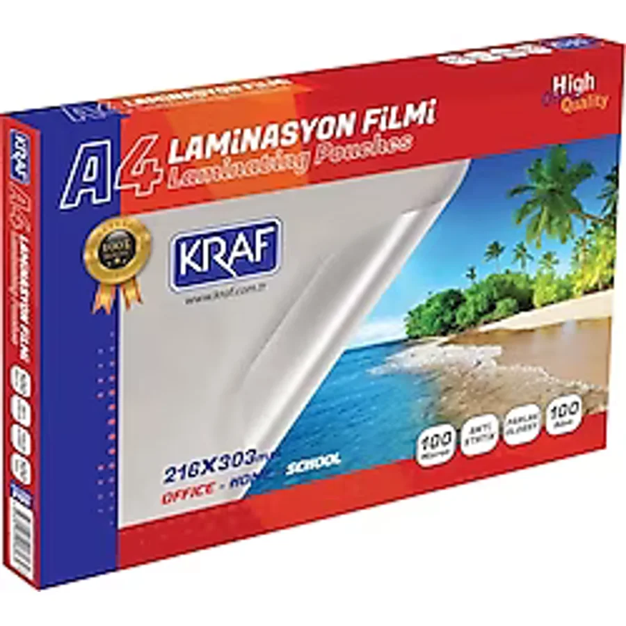 Kraf A4 100 Micron 100'lü Parlak Laminasyon Filmi