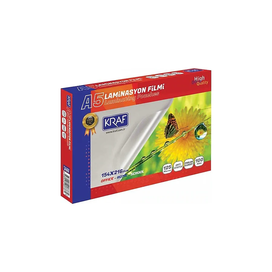 Kraf A5 125 Micron 100'lü Parlak Laminasyon Filmi 2125