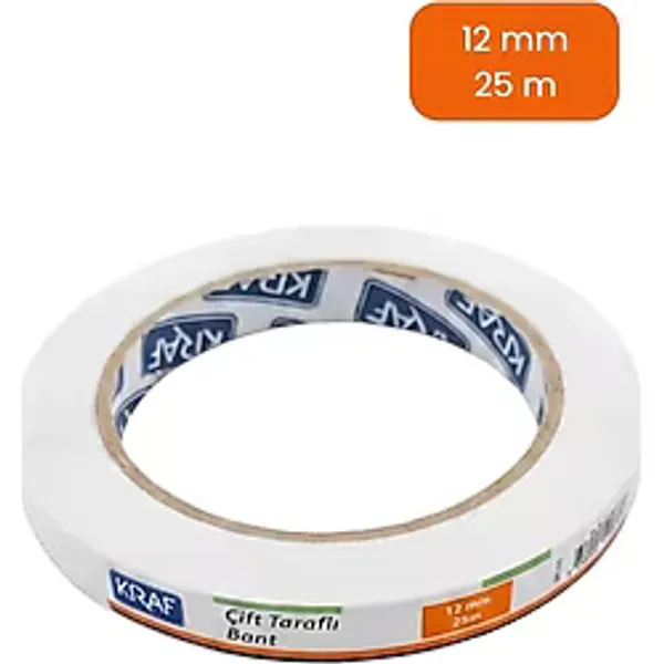 Kraf Çift Taraflı Bant 12MM x 25 M
