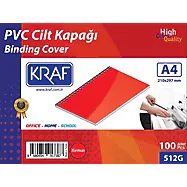 KRAF CİLT KAPAĞI A4 160 MİC. 100 LÜ KIRMIZI 512G