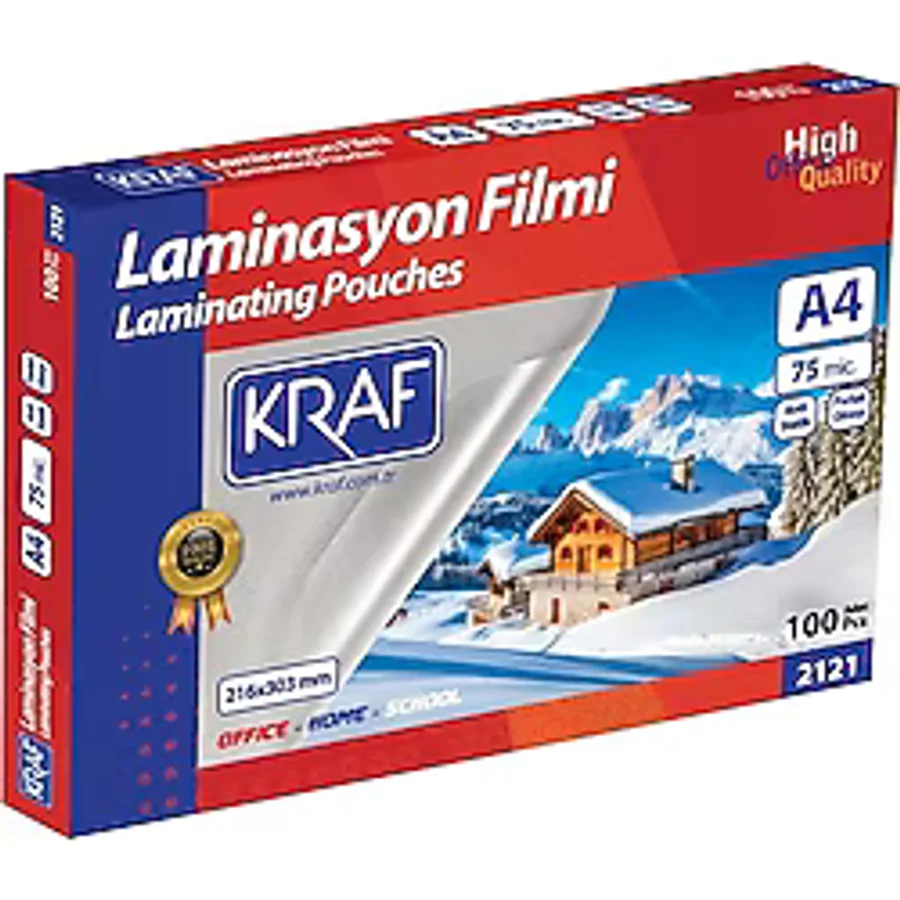 Kraf Laminasyon Filmi Parlak A4 75 Mic 100'Lü (2121)