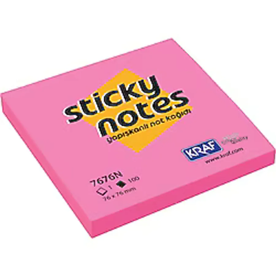 Kraf Yapişkanli Not Kağidi 76x76 Neon Pembe 7676n-pk