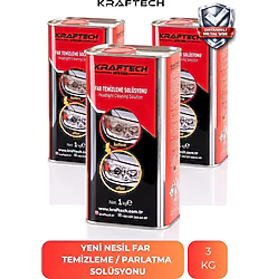 Kraftech Yeni Nesil Premium I Buharlı Far Temizleme Sıvısı Ve Parlatma Solüsyonu I Kloroform Uyumlu 3 Kg