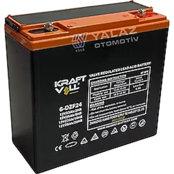 Kraftvoll 12V 23AH/25AH/27AH/28AH Elektrikli Bisiklet Aküsü Vrla-Agm (6-Dfz-24) (180x79x172) (7 Kg)