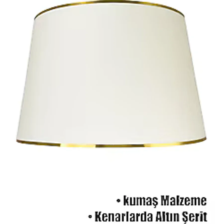 Krem Gold Şeritli Lambader Şapkası Krem