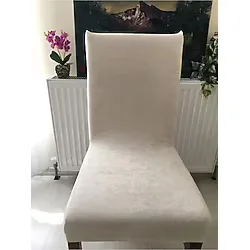 Krem Likralı Kadife Sandalye Örtüsü