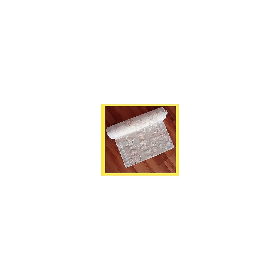 Krem Pembe Güllü Dantel Pvc Raf ve Çekmece Runner Örtüsü 50CMX5M - Ahşap - Bej - Seçenek 1