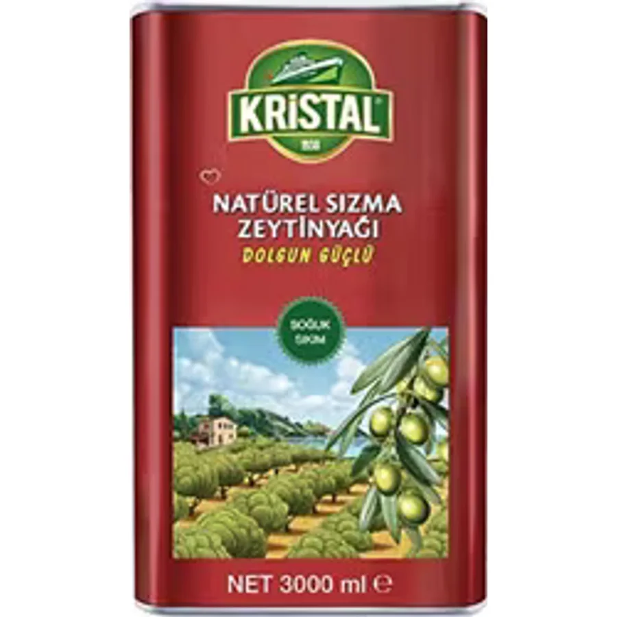 Kristal Dolgun Güçlü Natürel Sızma Zeytinyağı 3 lt