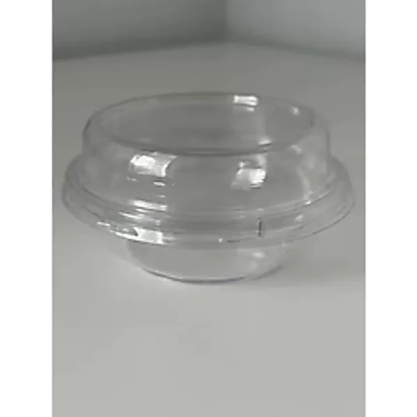 Kristal Yuvarlak Tatlı Sütlaç Kasesi - Mika Plastik Kap - Şeffaf - Kapaklı - 180 Ml/Cc - 10 Adet