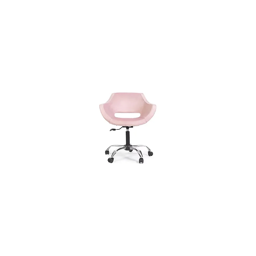 Krom Metal Ayaklı Ofis Çocuk Odası Çalışma Sandalyesi (AYARLANABİLİR) Pembe
