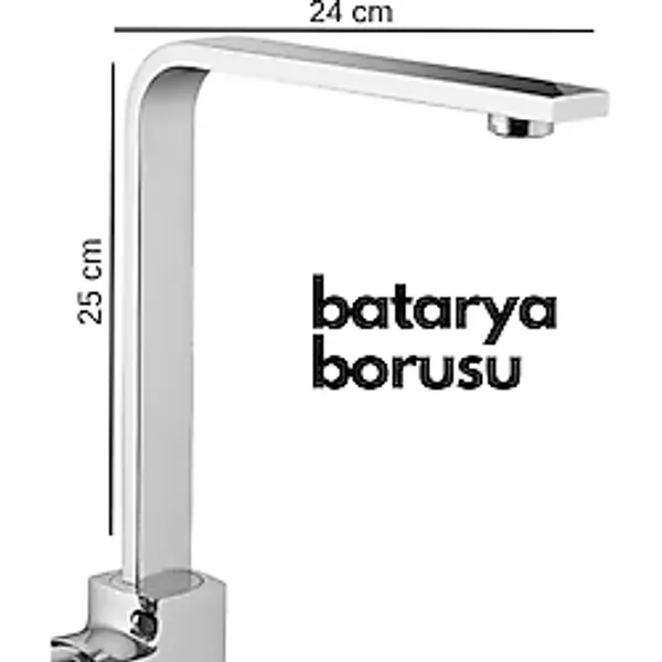 Krom Mutfak Evye Batarya İçin Köşeli Su Borusu Paslanmaz ve Eca Uyumlu 25X25 ( Lisinya )